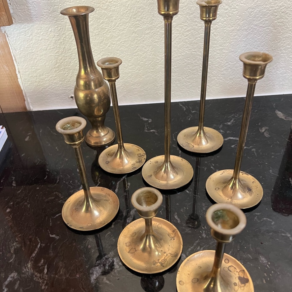 Vintage Brass Candle Holders Set